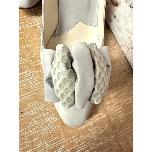 80s/90s VTG Stuart Weitzman for Martinique Grey Pump RIbbon Vamp Heels sz 8 - Picture 5 of 13